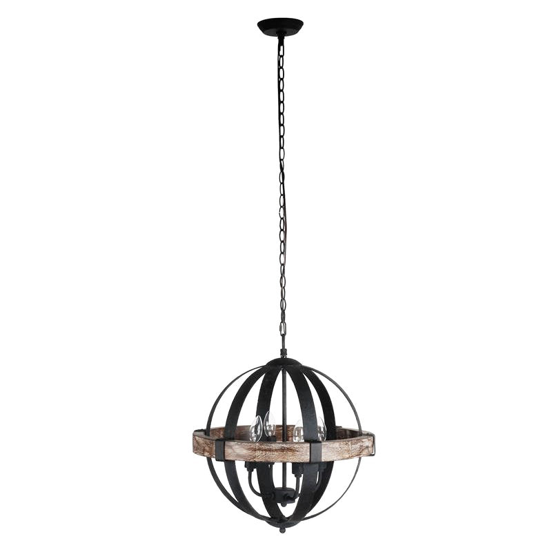Luxe Suspension en Métal et Bois Industriel Vintage