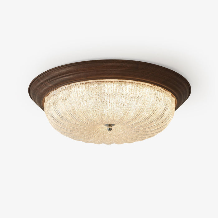 Esorila Lampe Plafonnier en Verre et Noyer Premium