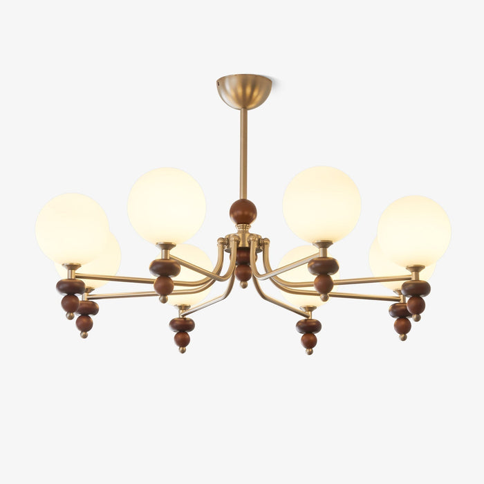 Cemarus Lustre Sphère Bois Noyer Verre Traditionnel