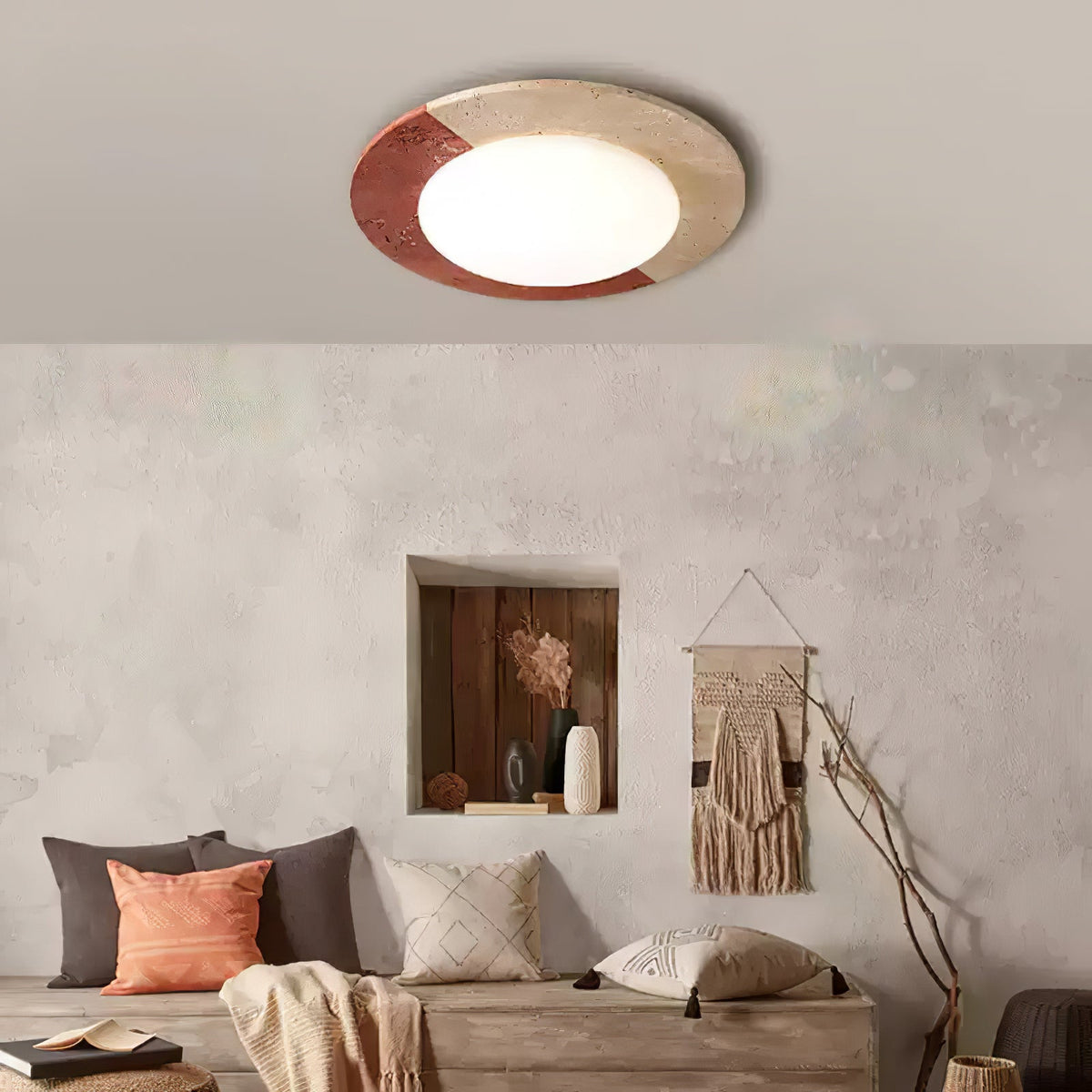 Zeraeos Plafonnier Minimaliste en Travertin
