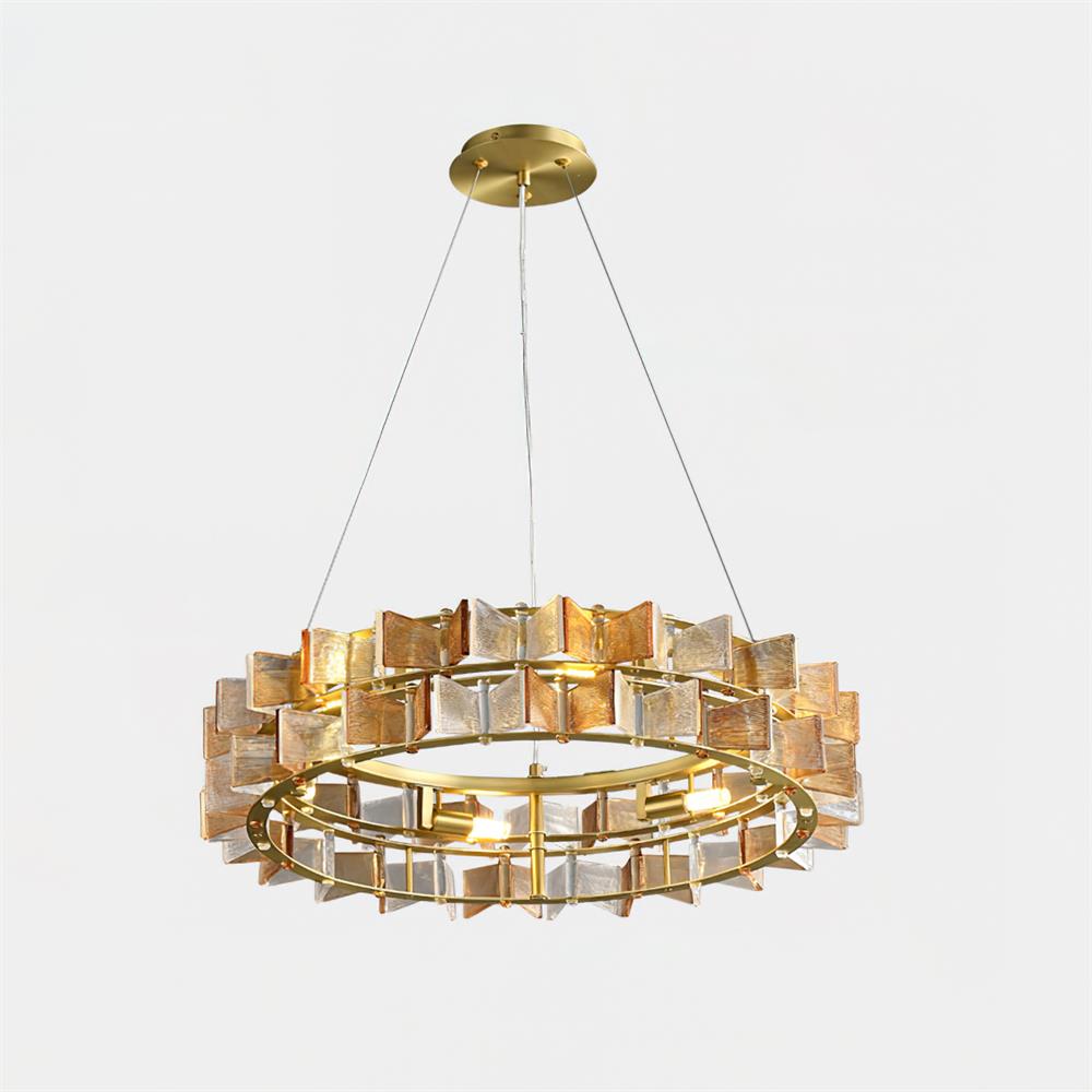 Celvara Lustre Vintage en Verre Doré