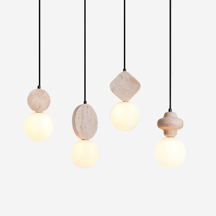 Lunara Suspension Géométrique en Travertin