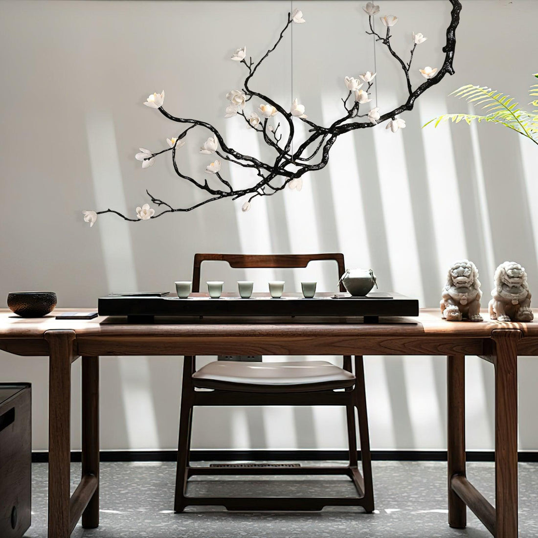 Lustra Lustre en Céramique Fleurs et Branches Noires