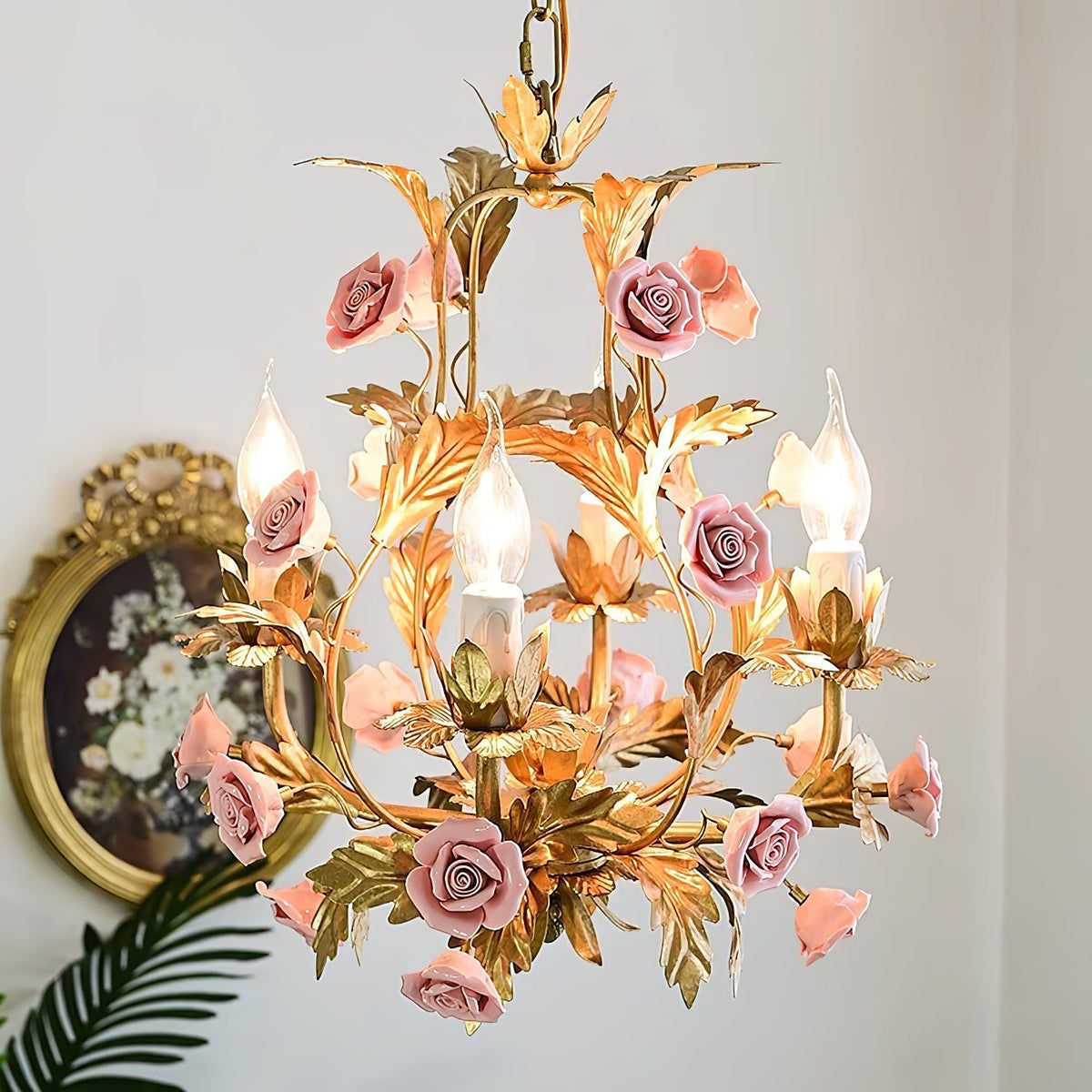 Ember Lustre en Céramique Fleur de Rose de Luxe Postmoderne