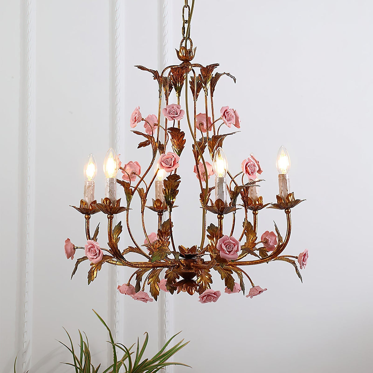 Ember Lustre en Céramique Fleur de Rose de Luxe Postmoderne