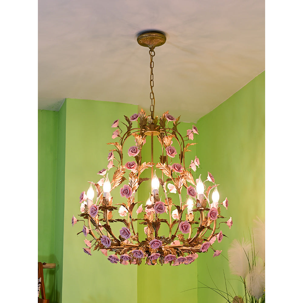 Ember Lustre en Céramique Fleur de Rose de Luxe Postmoderne