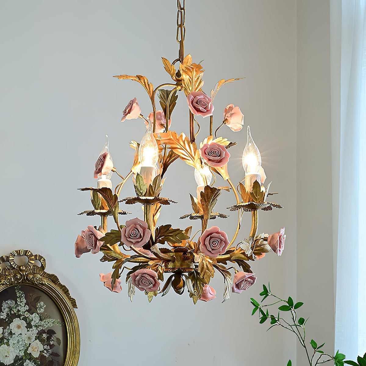Ember Lustre en Céramique Fleur de Rose de Luxe Postmoderne