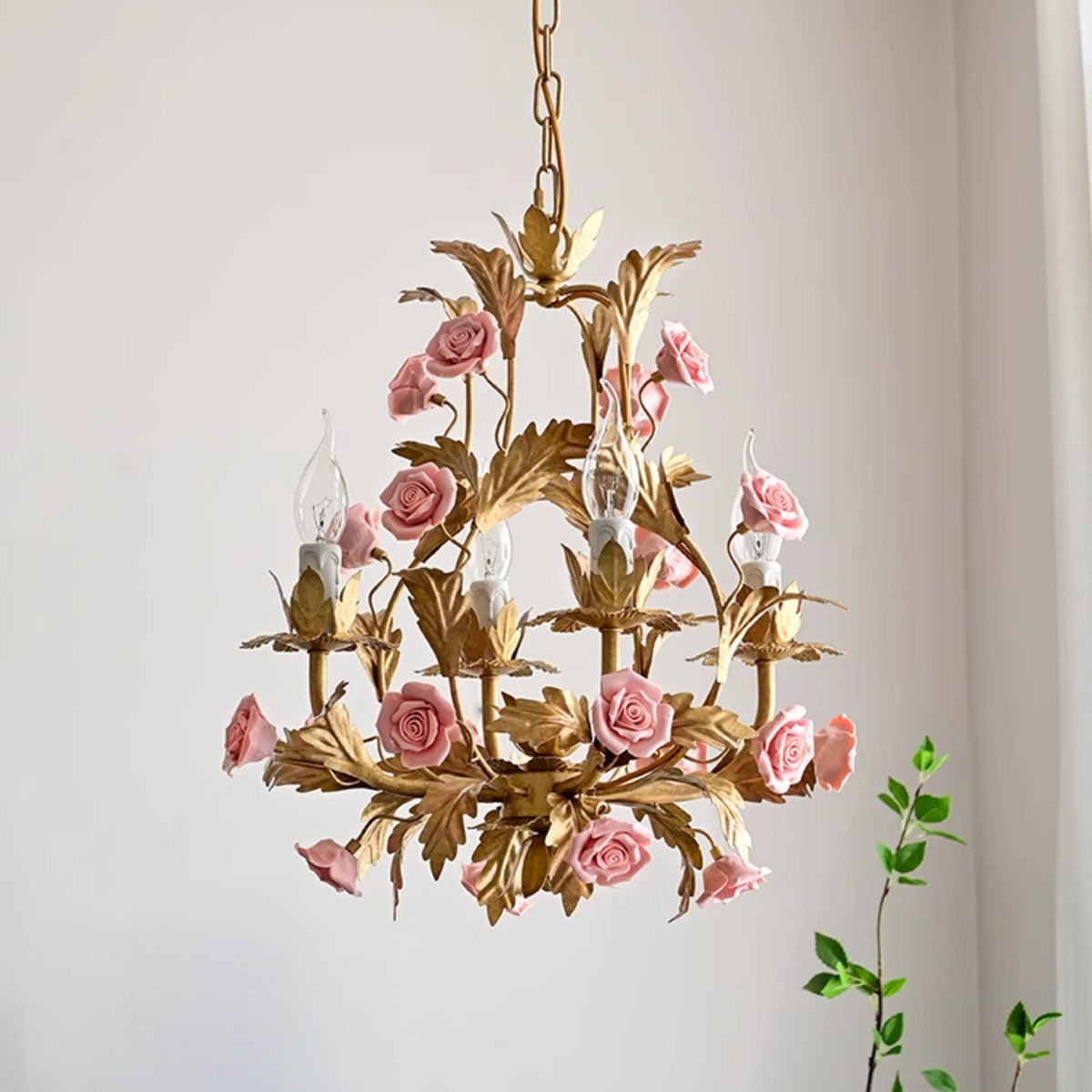 Ember Lustre en Céramique Fleur de Rose de Luxe Postmoderne
