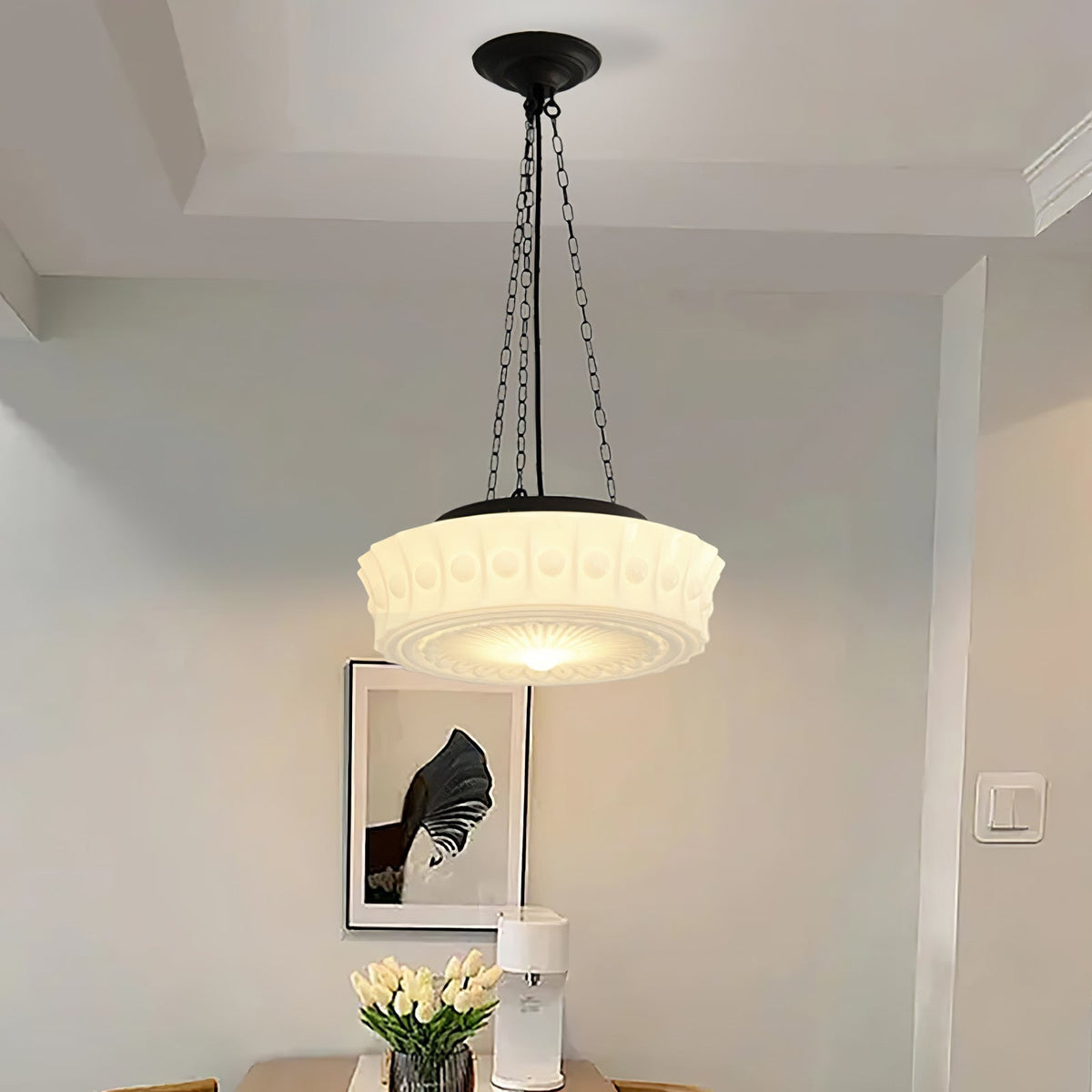 Solara Suspension en Chaîne Verre Blanc