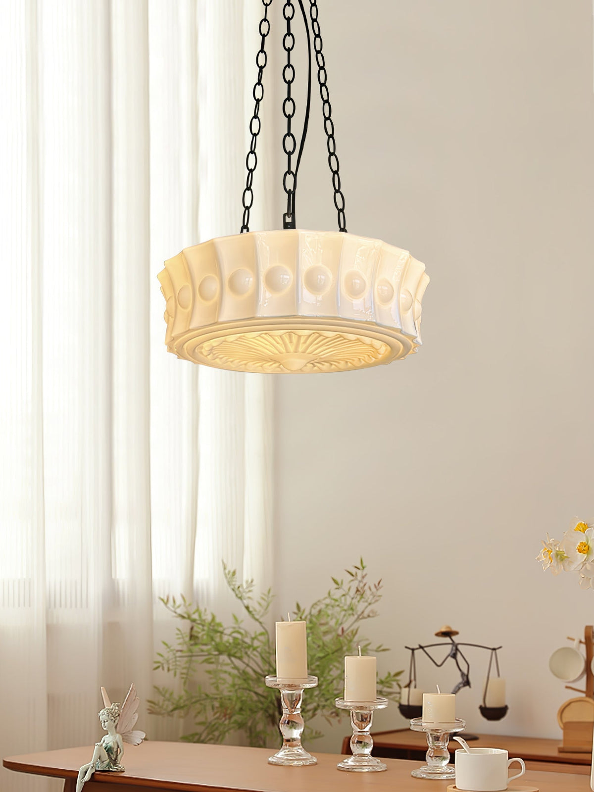 Solara Suspension en Chaîne Verre Blanc