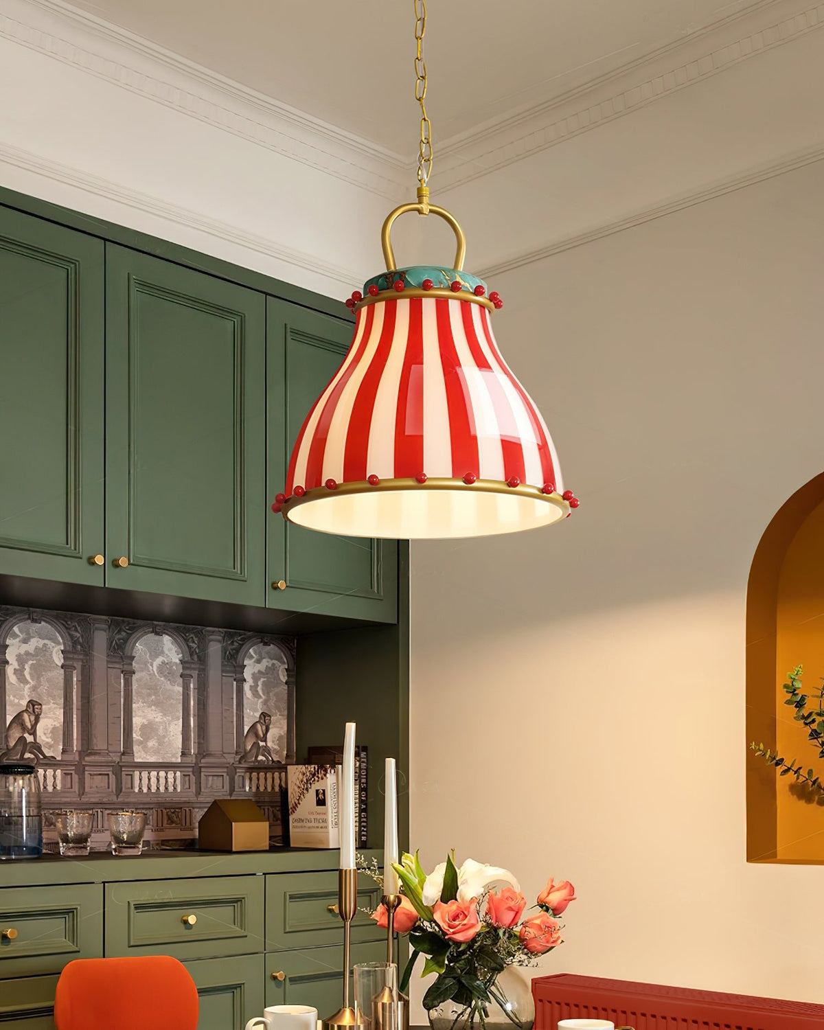 Flick Suspension en Verre Rayures Rouges et Blanches