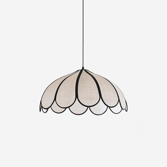 Pendant Lampe à Cadre Festonné en Fibre Végétale Minimaliste