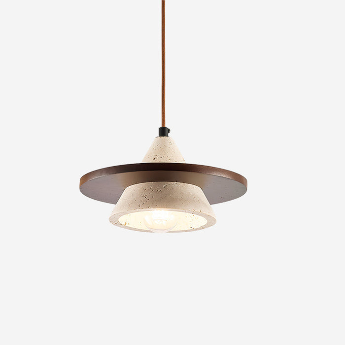 Ritta Suspension Bois Disque Travertin