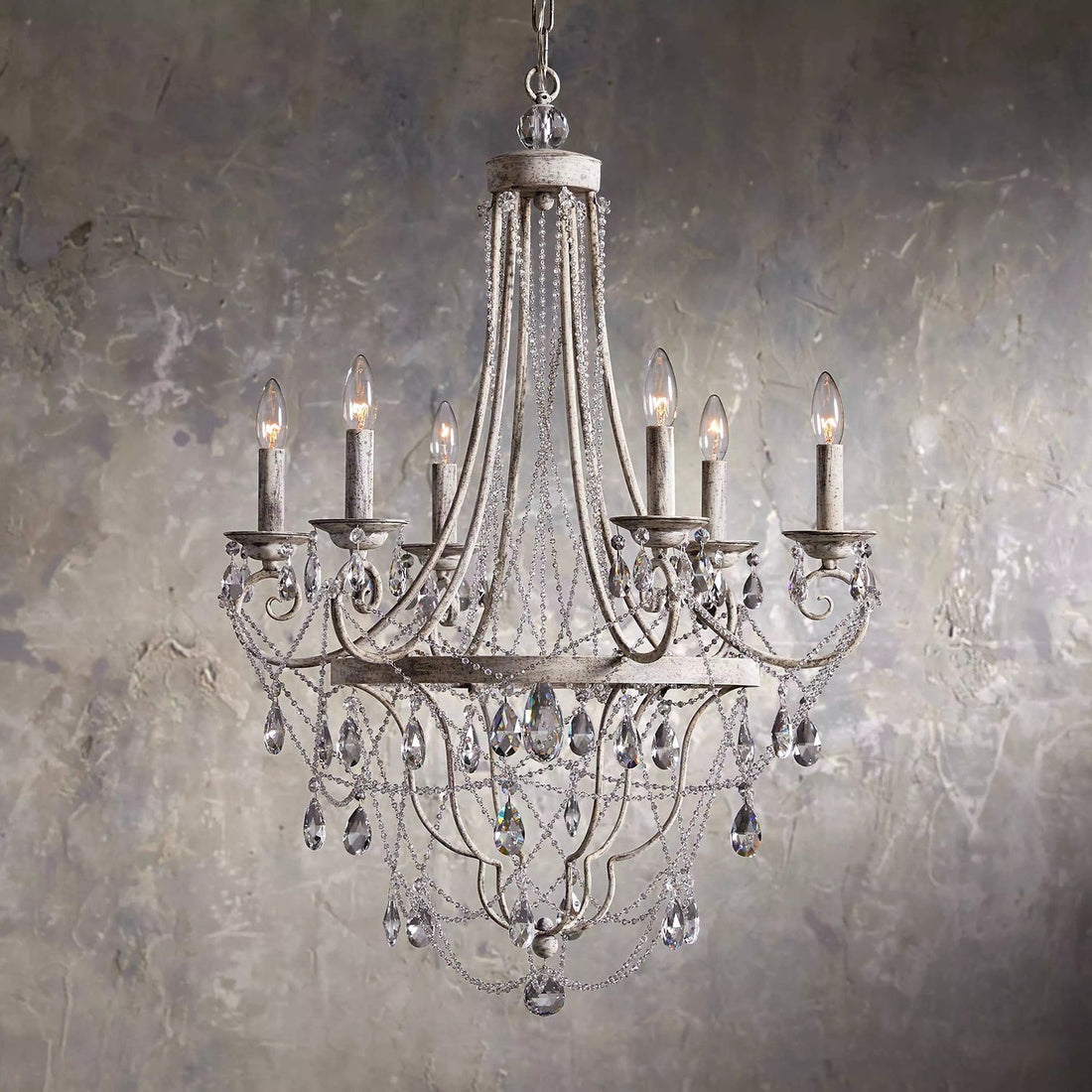 Luster Lustre Métal Cristal Industriel Traditionnel Vintage
