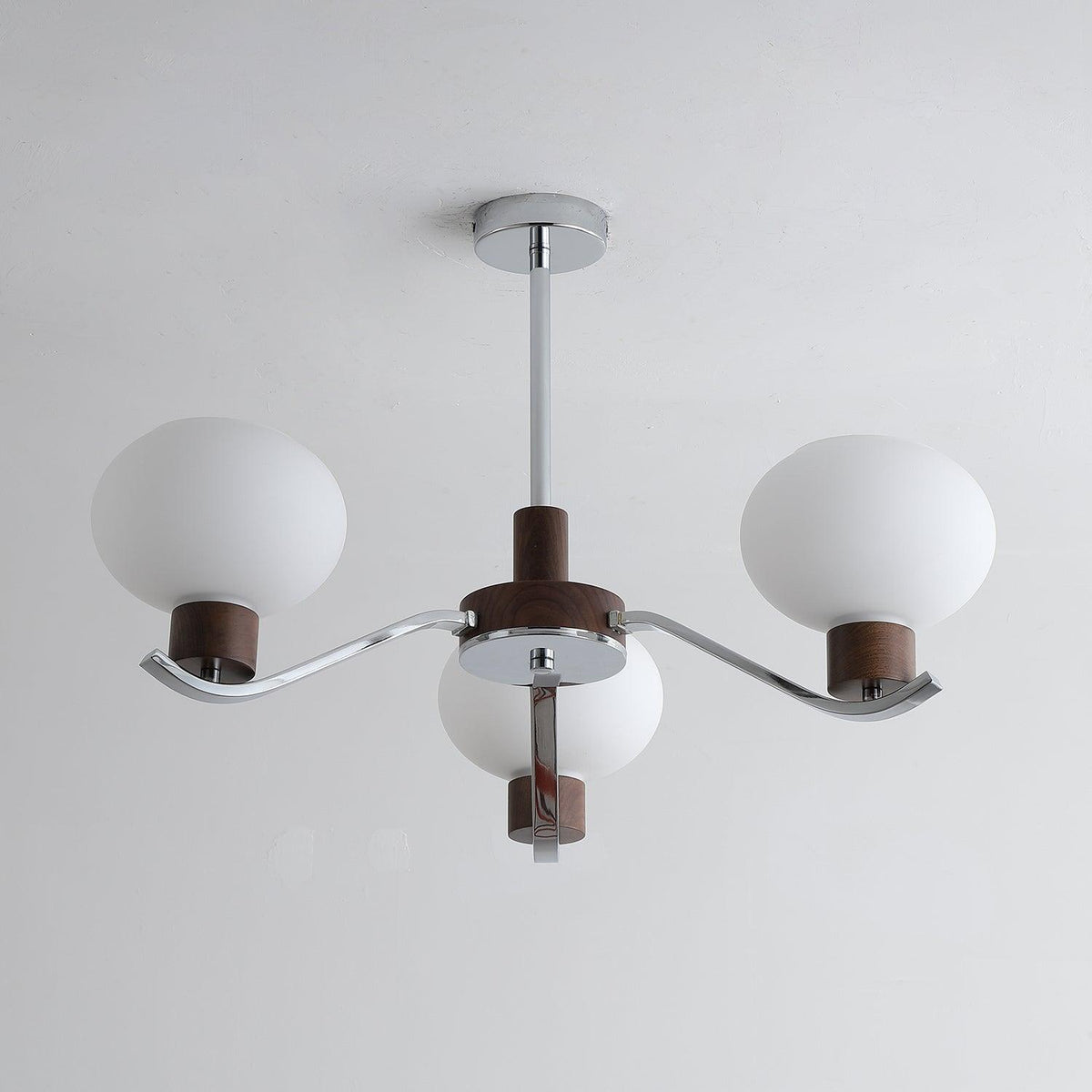 Lustra Lustre Élégant en Chrome et Noyer