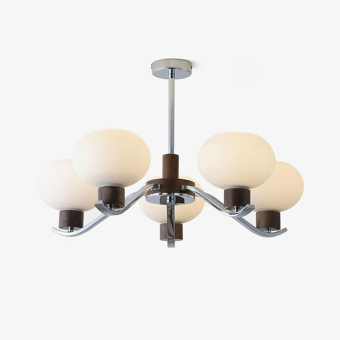 Lustra Lustre Élégant en Chrome et Noyer