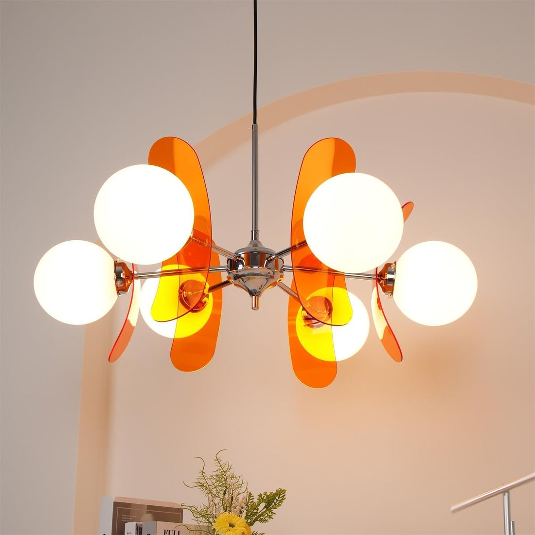 Prism Lustre Sputnik Créatif En Verre Orange Et Acrylique