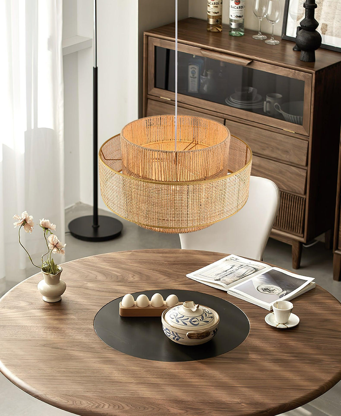Ulshayra Lampe Suspension en Rotin Concentrique
