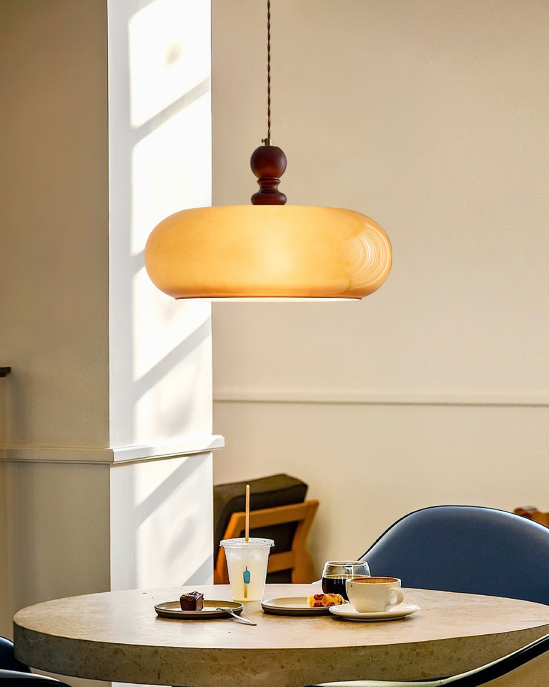 Eldom Suspension avec Abat-Jour en Verre Ambre