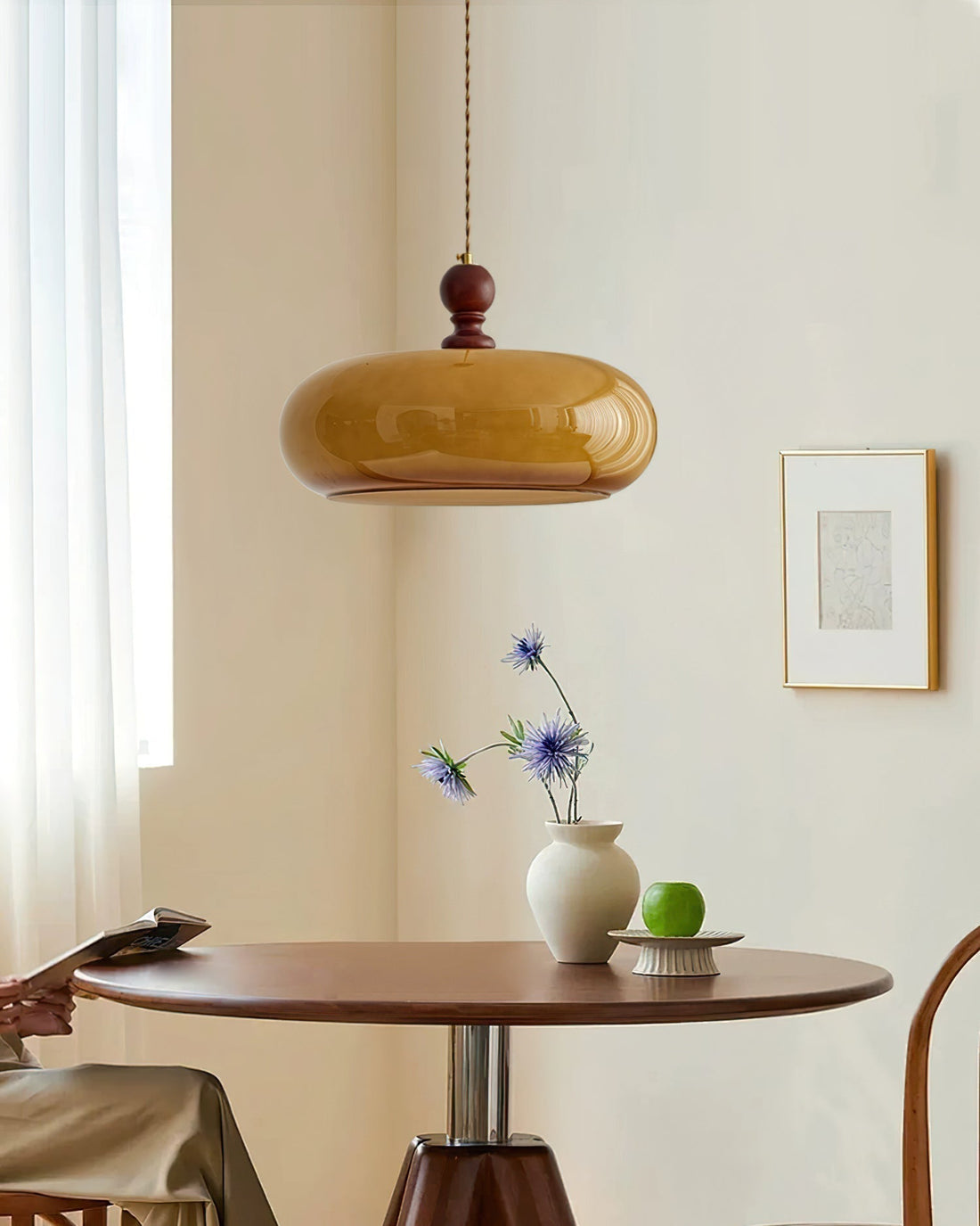 Eldom Suspension avec Abat-Jour en Verre Ambre