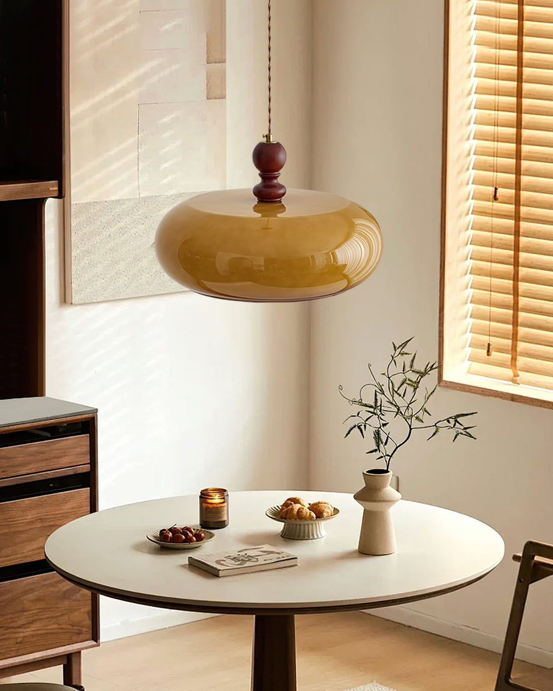 Eldom Suspension avec Abat-Jour en Verre Ambre