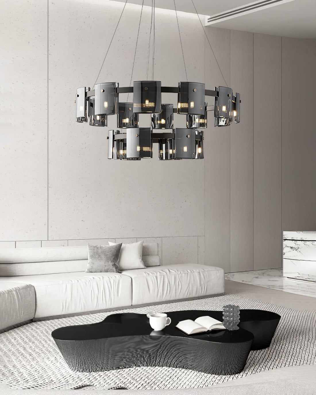 Lustra Lustre Verre Circulaire Bras en Fer