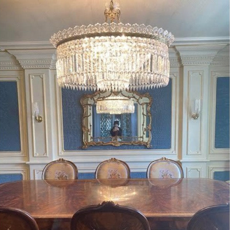 Crinoline Lustre En Cristal De Luxe Postmoderne En Laiton