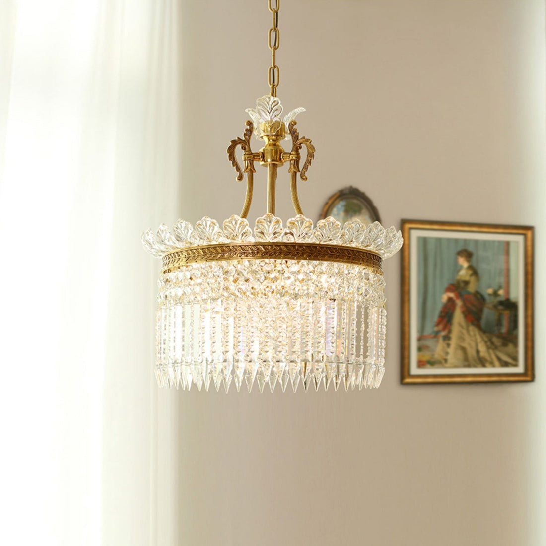 Crinoline Lustre En Cristal De Luxe Postmoderne En Laiton