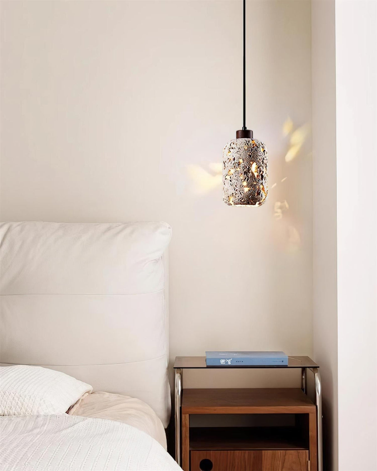 Eryno Lampe Suspension en Béton et Travertin