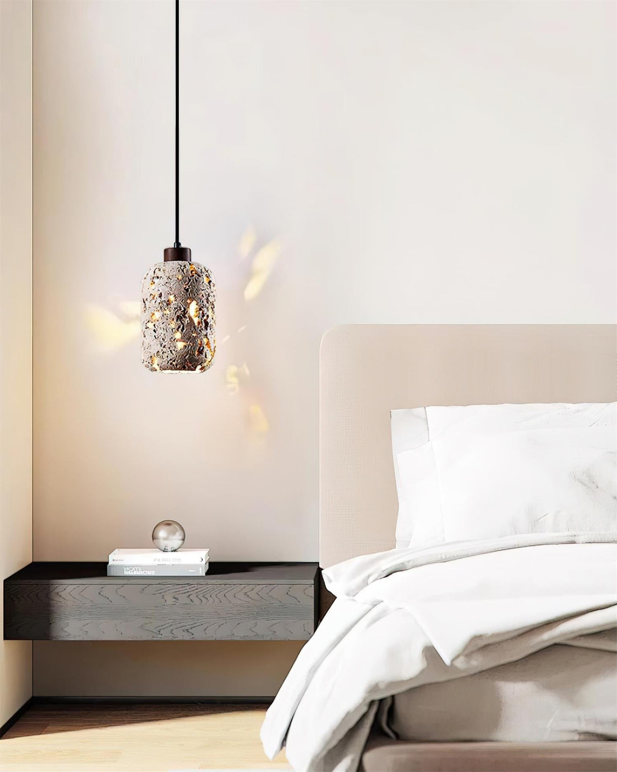 Eryno Lampe Suspension en Béton et Travertin