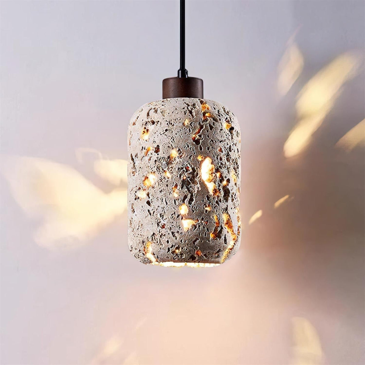 Eryno Lampe Suspension en Béton et Travertin