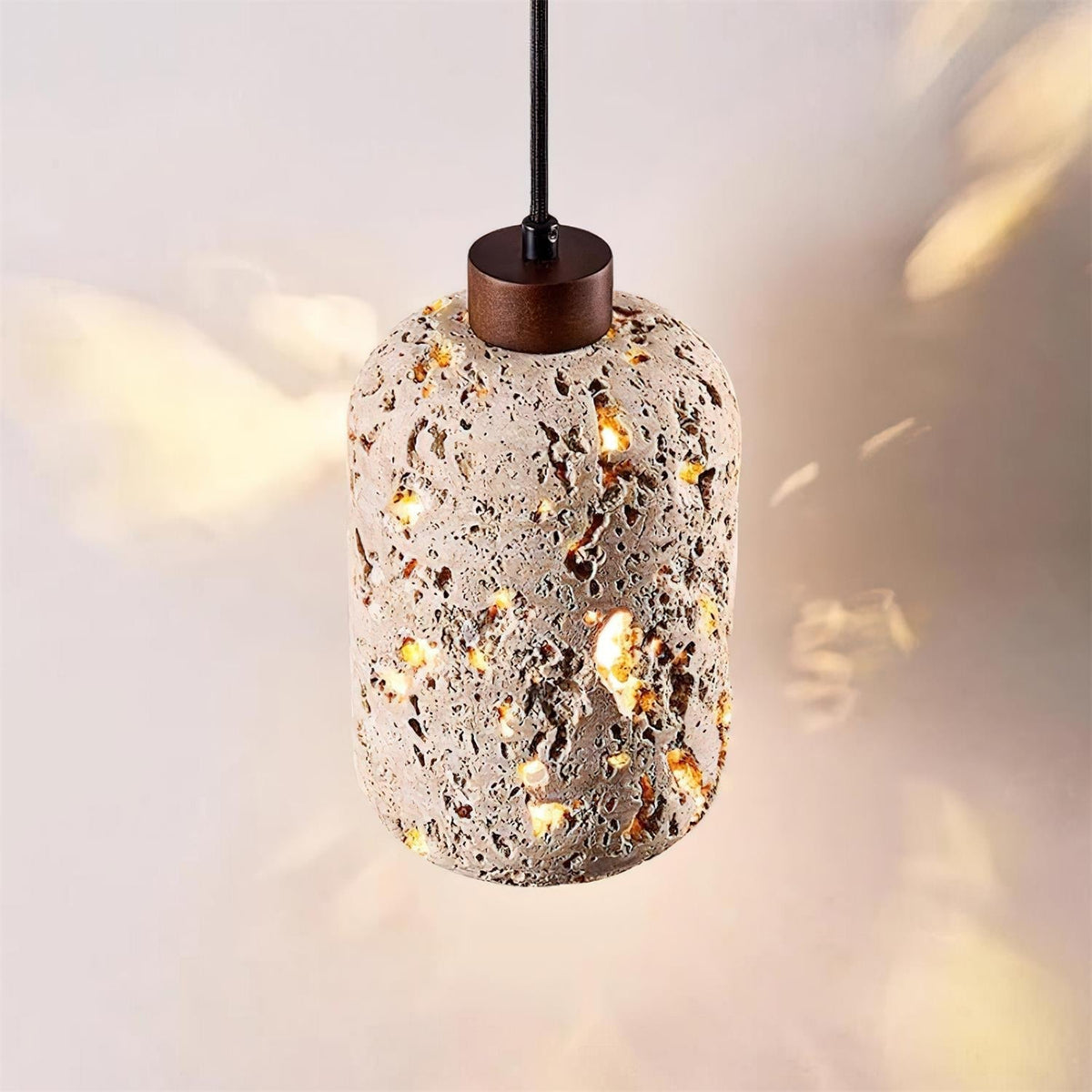 Eryno Lampe Suspension en Béton et Travertin