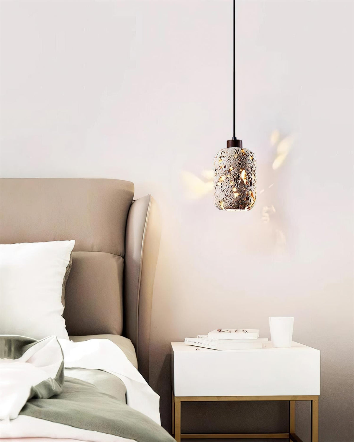 Eryno Lampe Suspension en Béton et Travertin