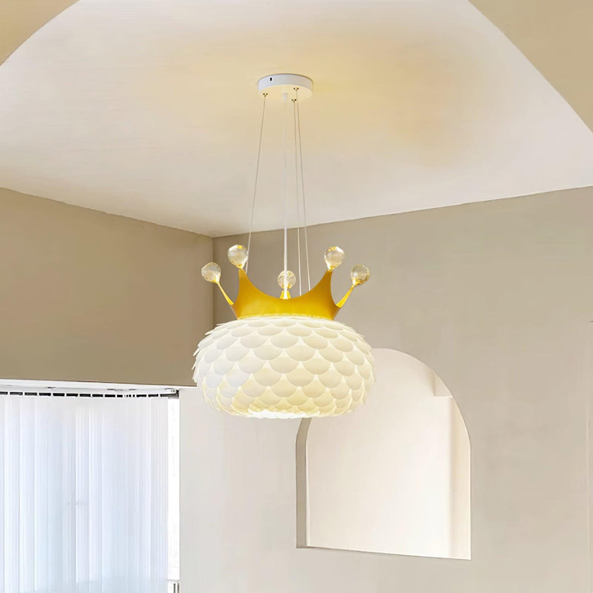 Crown Lampe Suspendue Cristal Coquille Glam