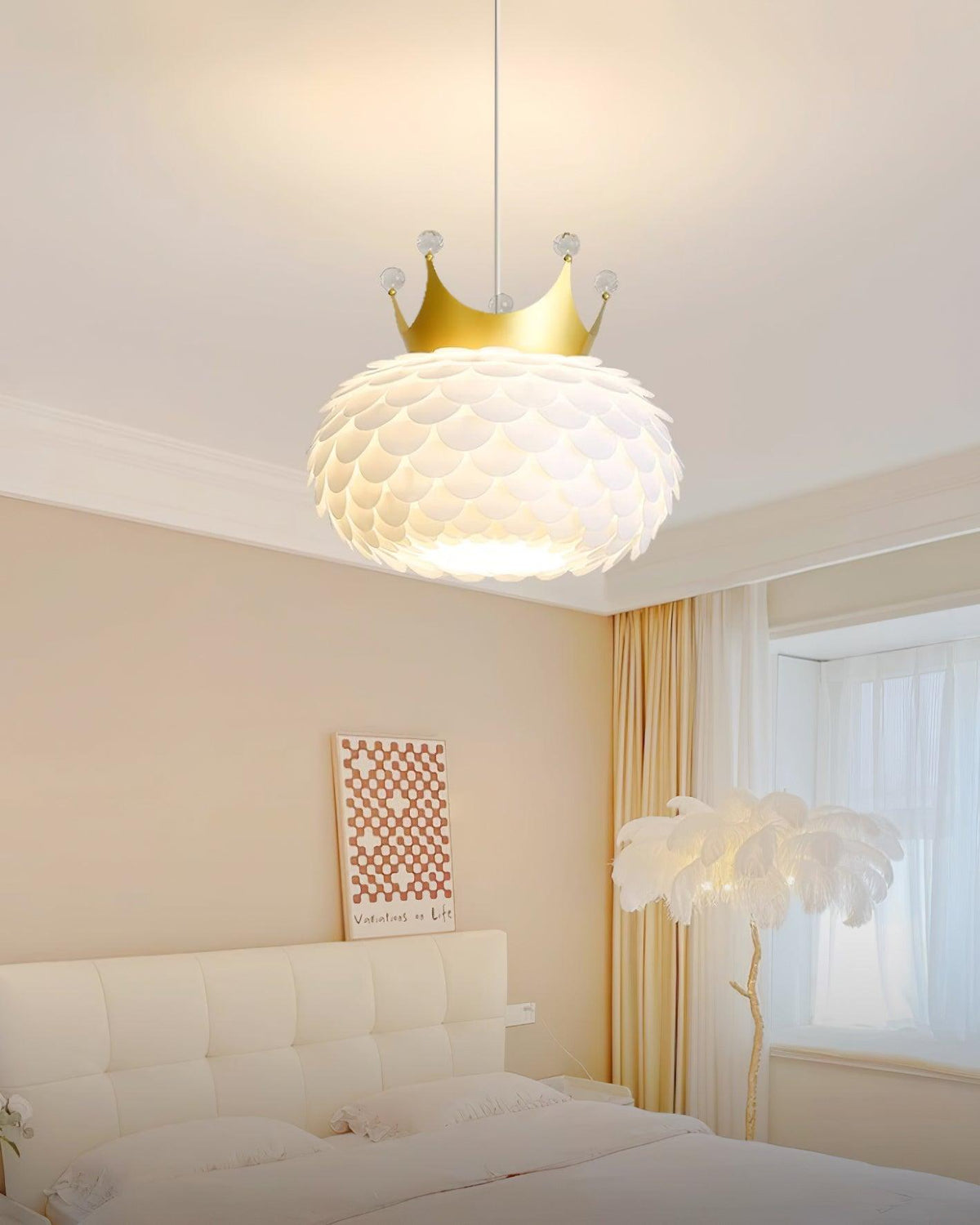 Crown Lampe Suspendue Cristal Coquille Glam
