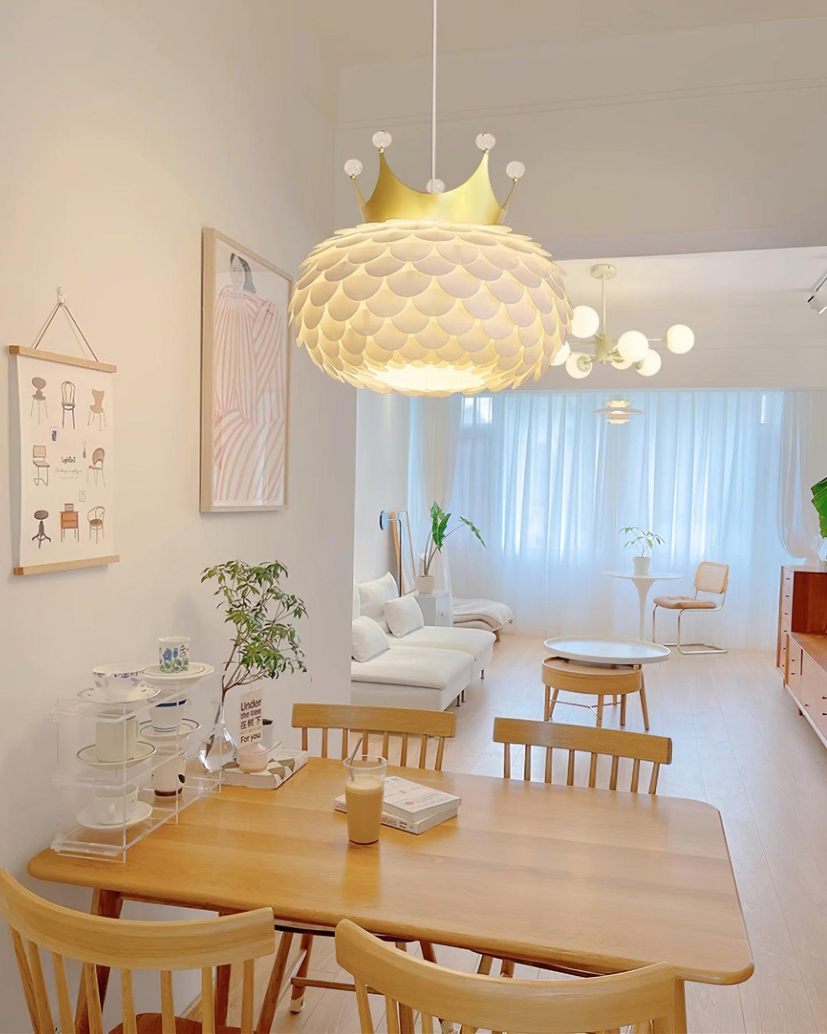 Crown Lampe Suspendue Cristal Coquille Glam