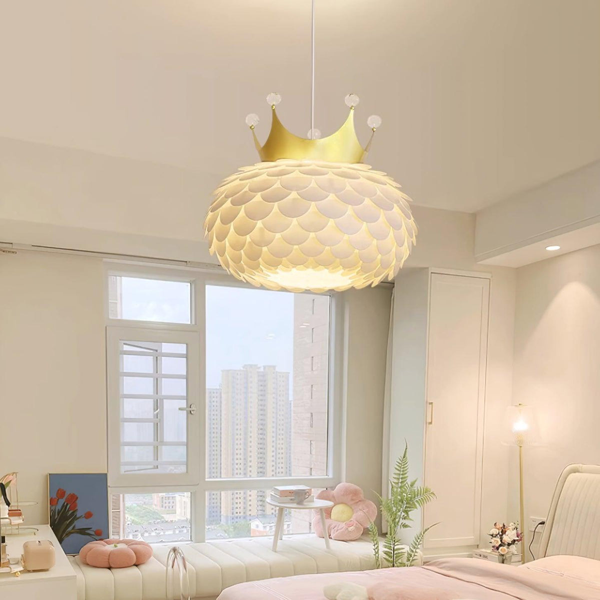 Crown Lampe Suspendue Cristal Coquille Glam