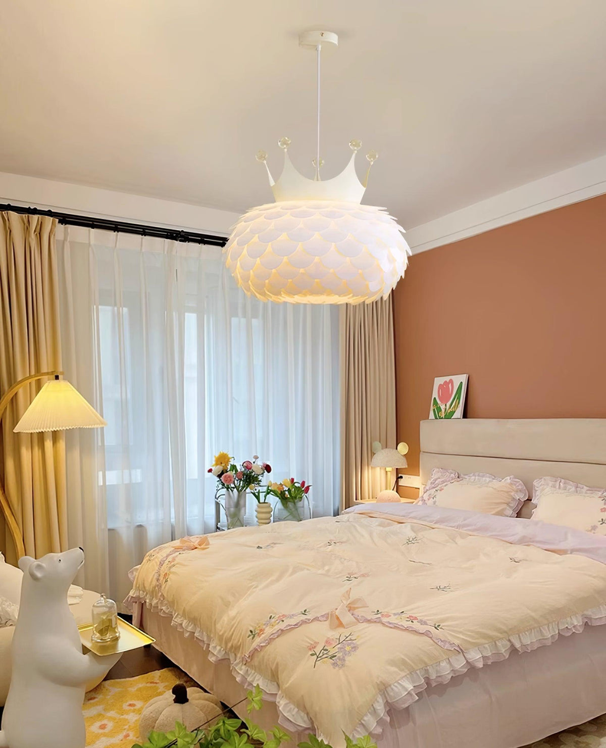 Crown Lampe Suspendue Cristal Coquille Glam