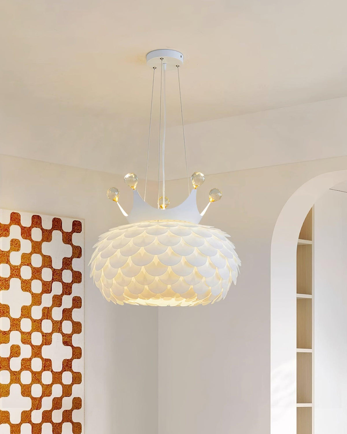 Crown Lampe Suspendue Cristal Coquille Glam