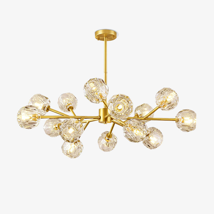 Lustra Suspension Lampe Boule en Cristal et Laiton en Grappe