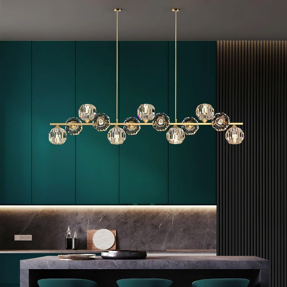 Vavynor Lustre Luxueux Boule Laiton Cristal Verre