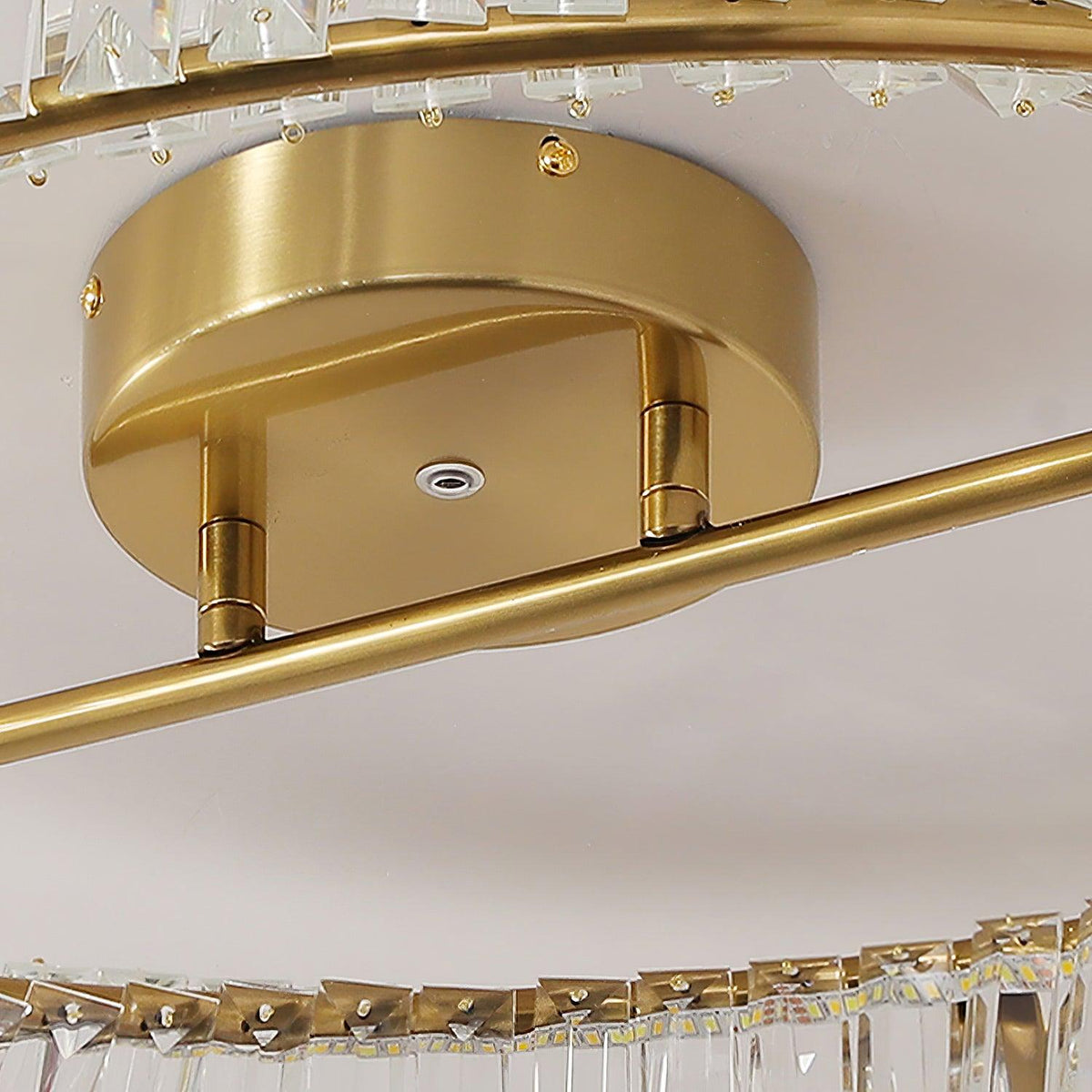 Lustra Plafonnier Anneaux en Cristal et Acier Inoxydable