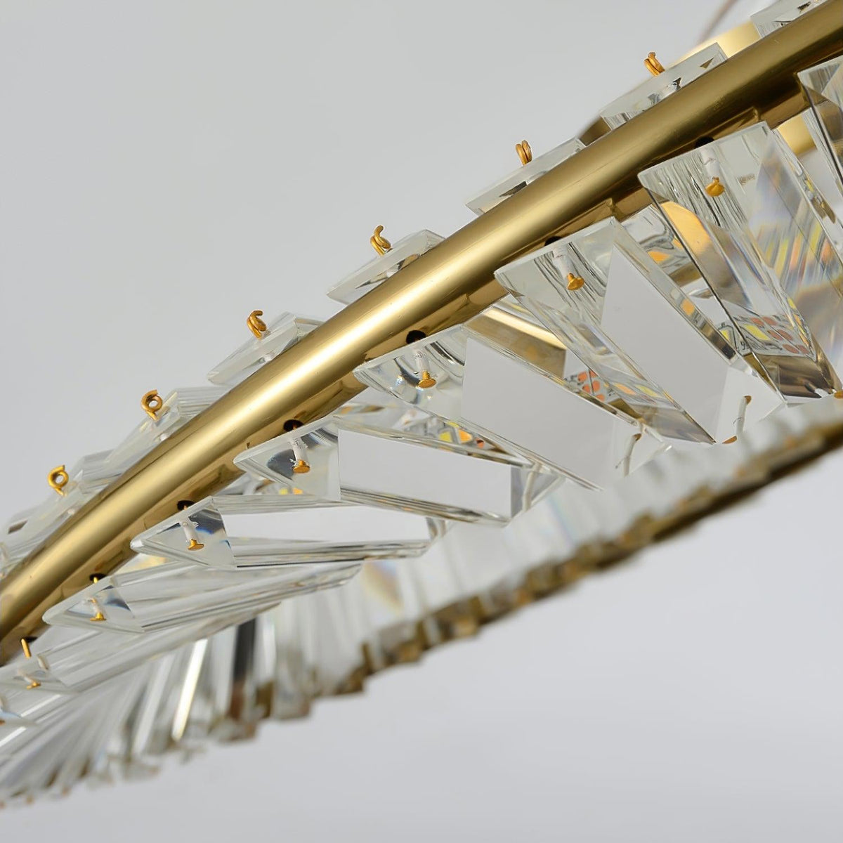 Lustra Plafonnier Anneaux en Cristal et Acier Inoxydable