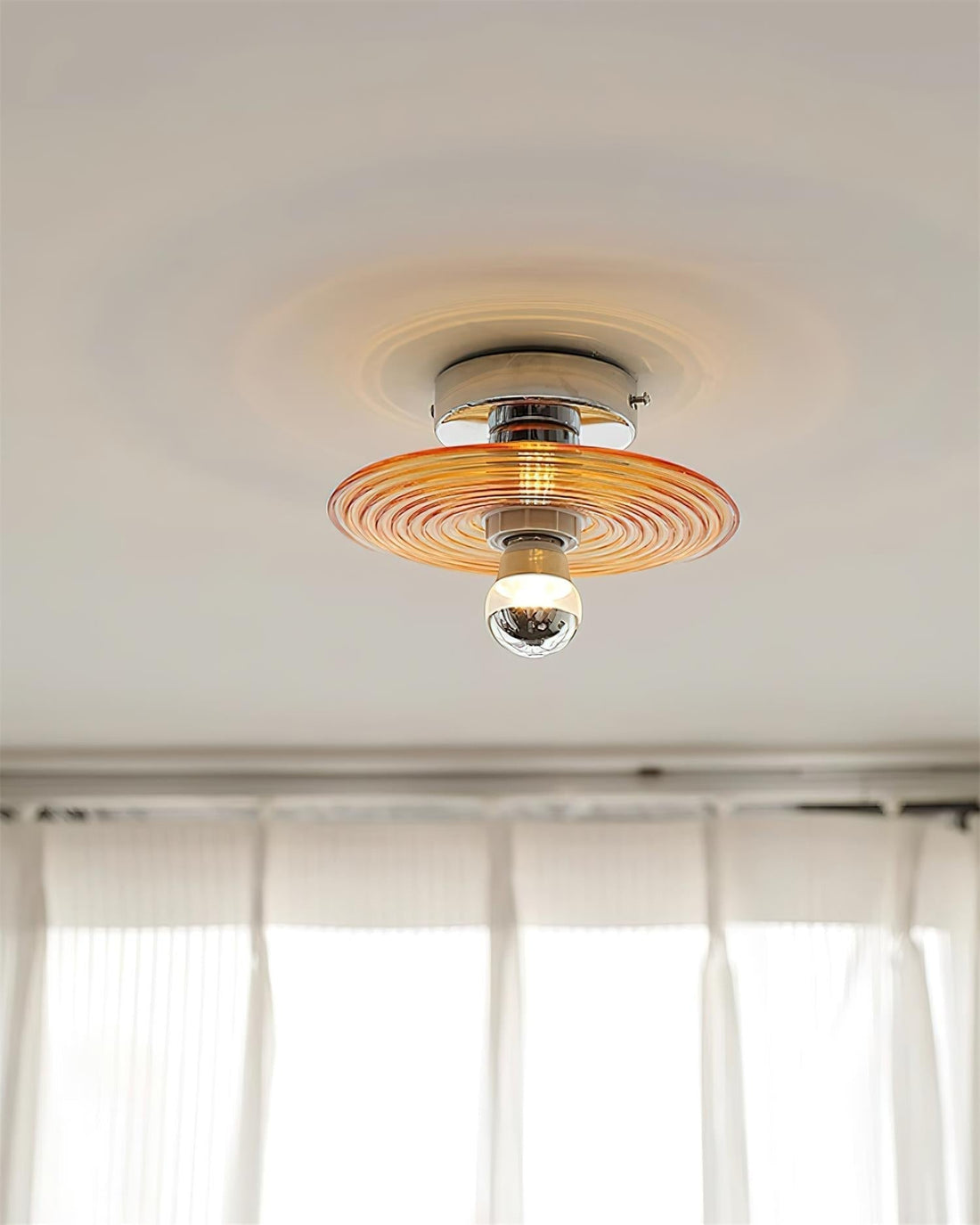 Curios Lumière de Plafond Spirale en verre Avec Base en Chrome