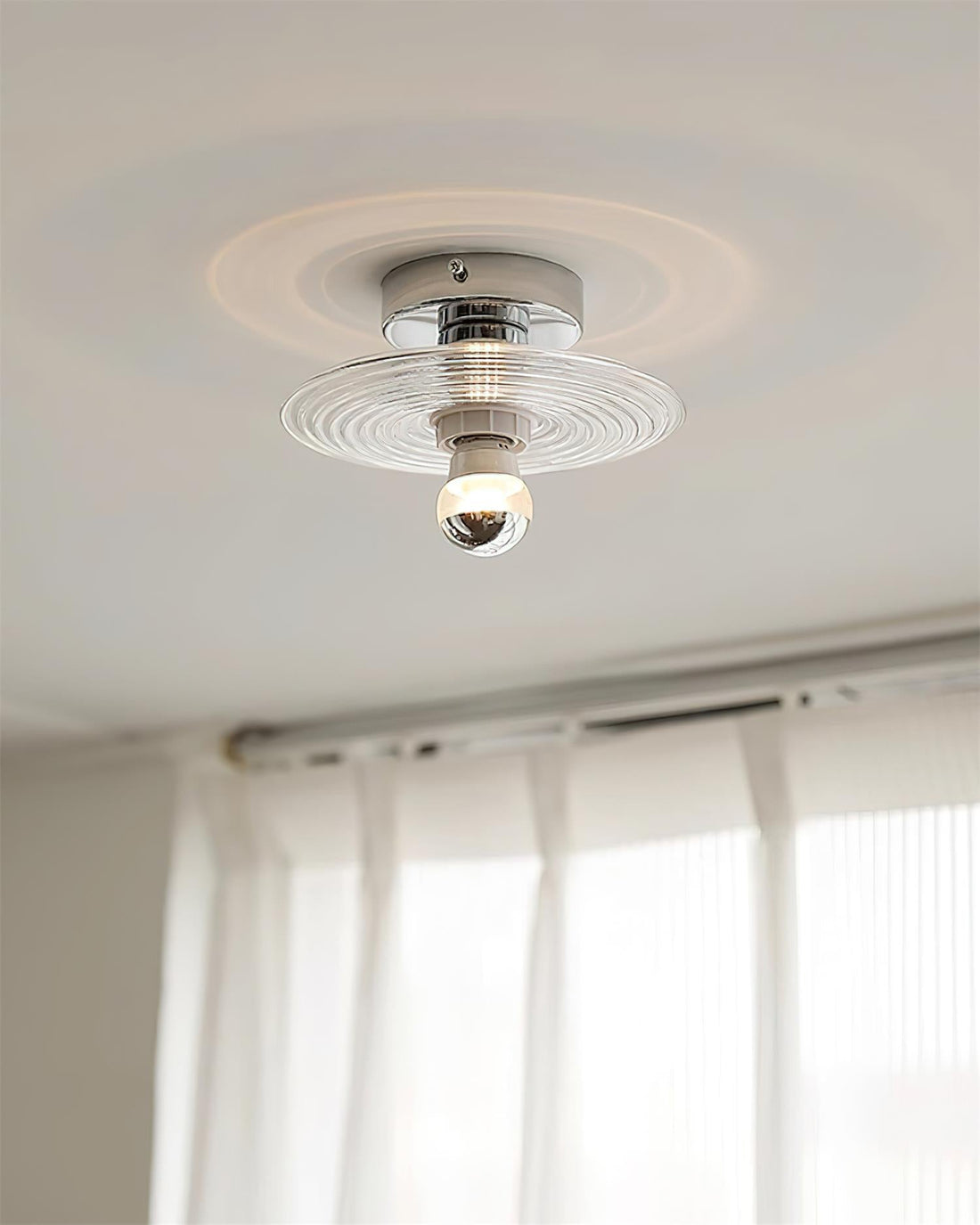 Curios Lumière de Plafond Spirale en verre Avec Base en Chrome