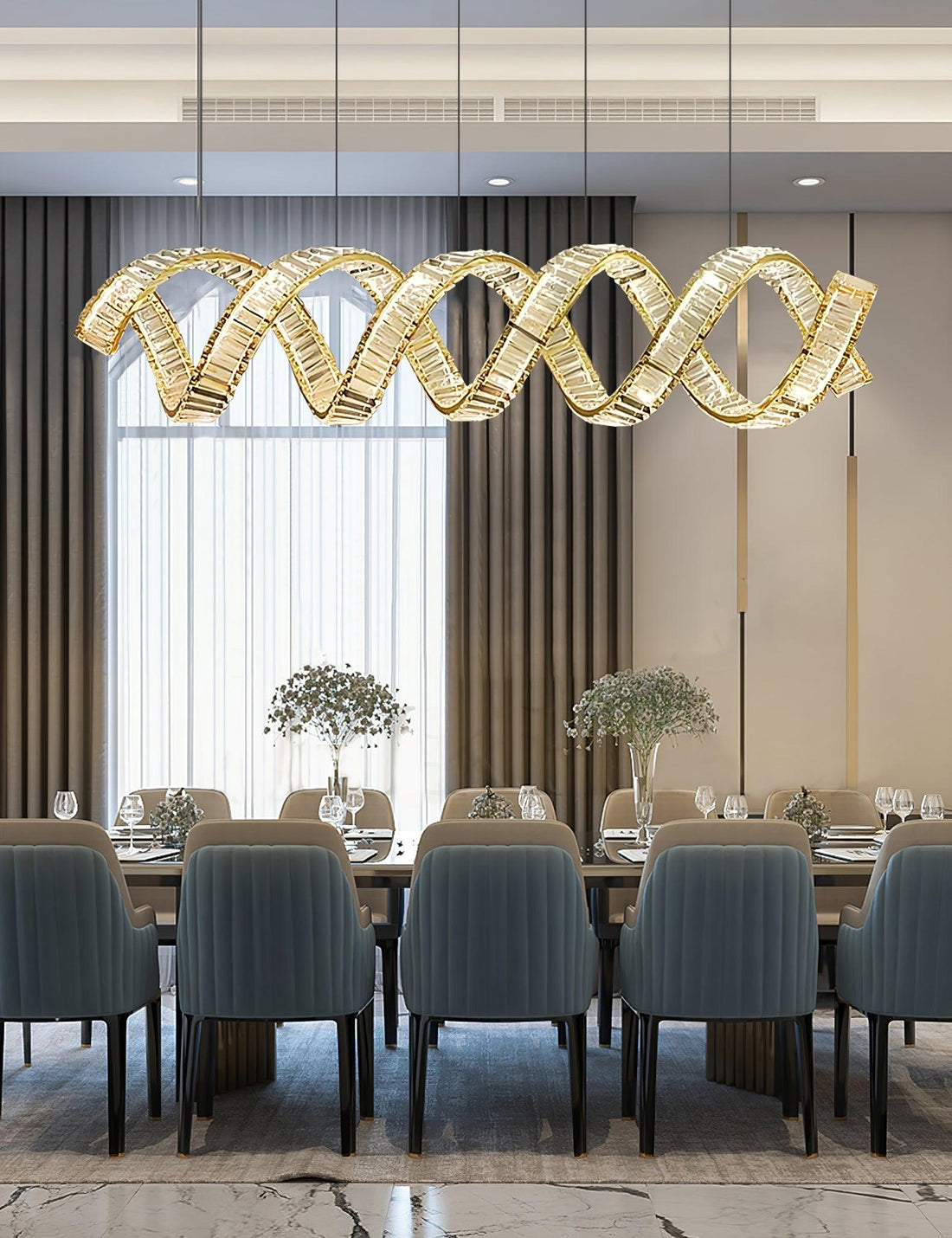 Lustra Lustre Courbé Cristal LED Luxueux