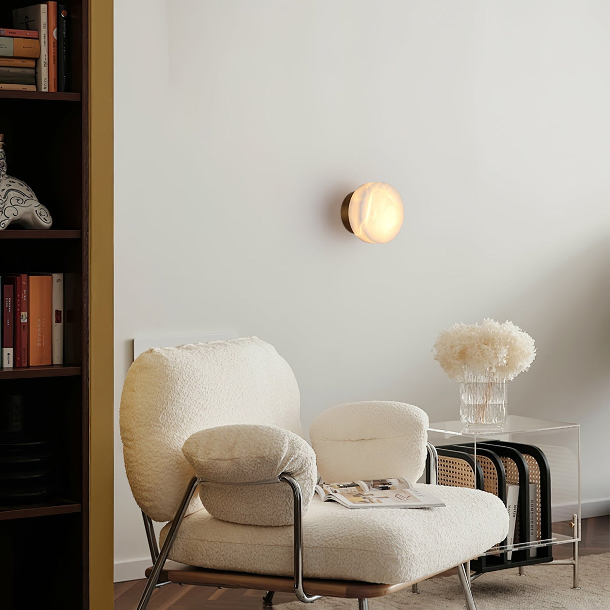 Glim Applique Murale Moderne Minimaliste En Laiton Et Albâtre