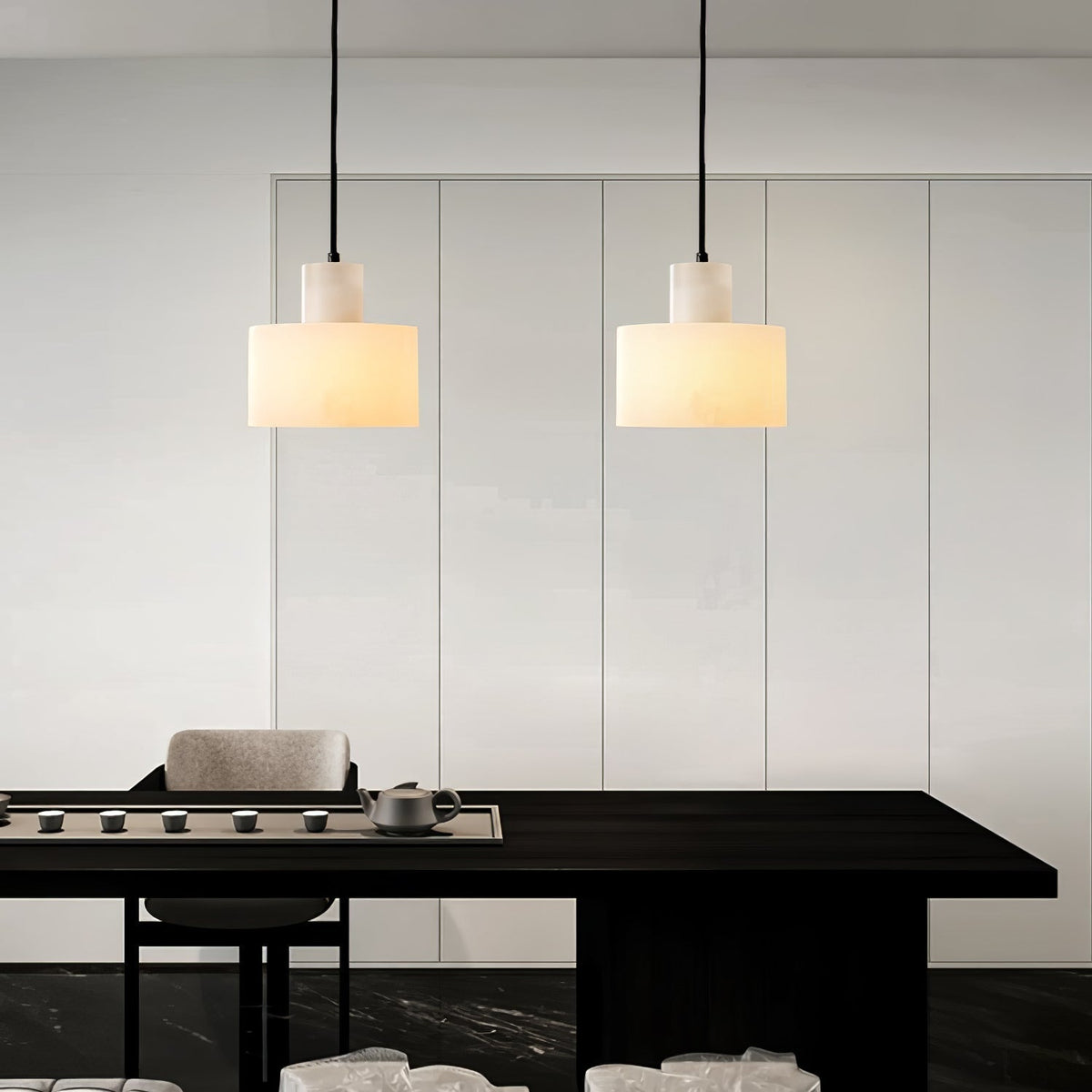 Alabaster Suspension Double Cylindrique