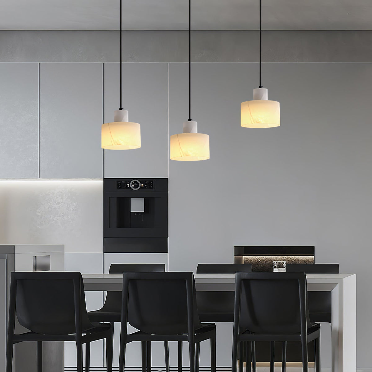 Alabaster Suspension Double Cylindrique