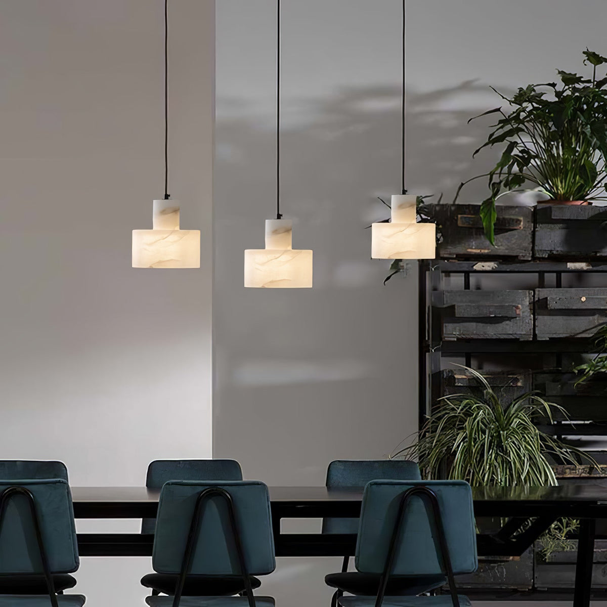 Alabaster Suspension Double Cylindrique